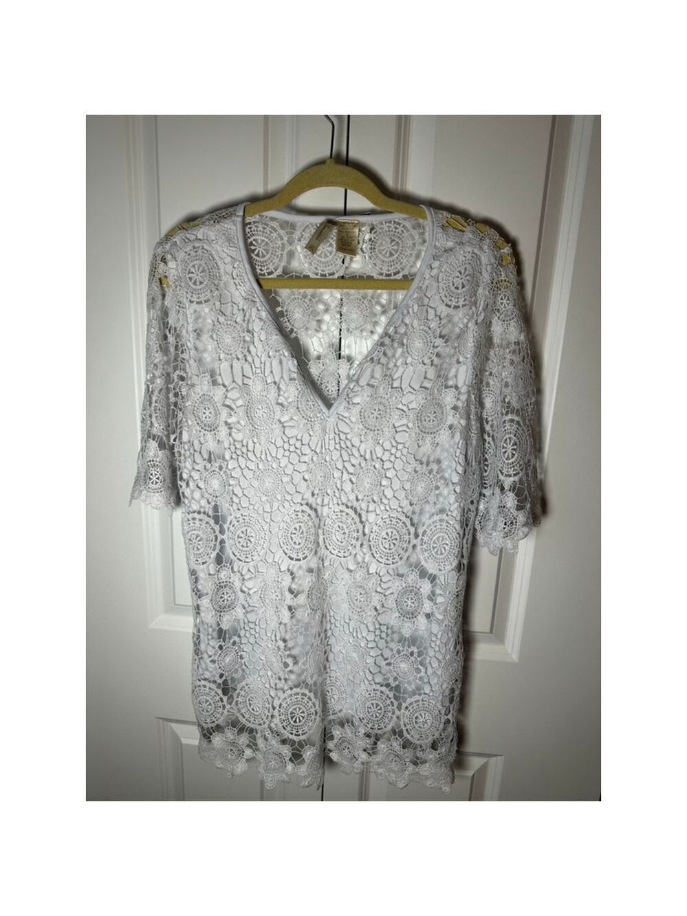 Simply Irresistible White Crochet Tunic Top XL
